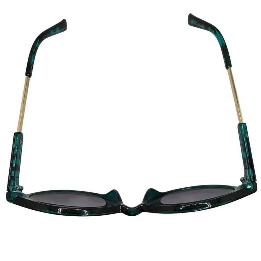 Stylish Teal Green Tortoise Shell Sunglasses with Gradient Purple Lens
